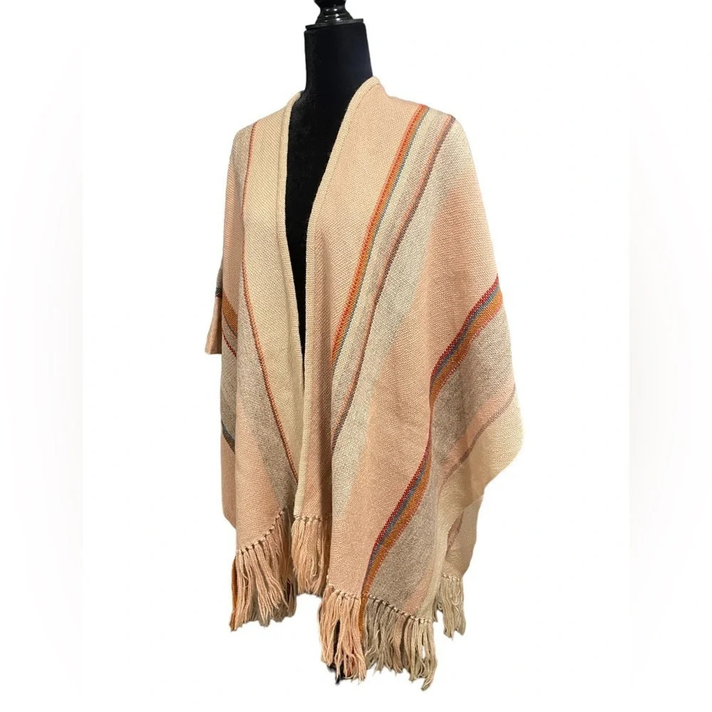 Neutral Toned Poncho Cape